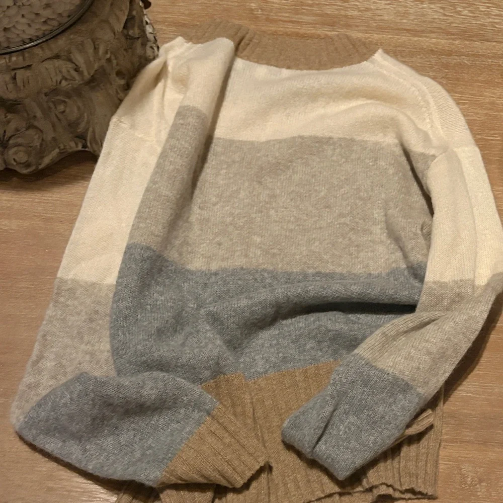 White + Warren Cashmere Multicolor Striped Sweater - Picture 5 of 5